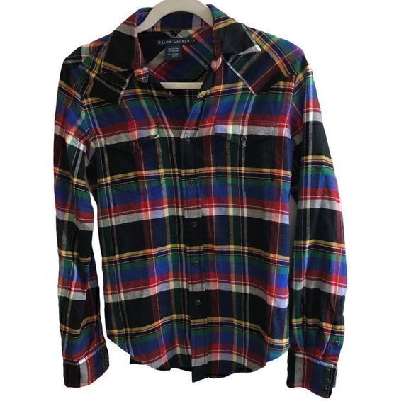 Ralph Lauren Tops - Ralph Lauren Flannel Plaid Button Front Long Sleeve